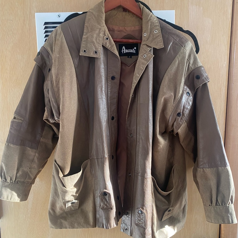 Leather and canvas reworked jacket